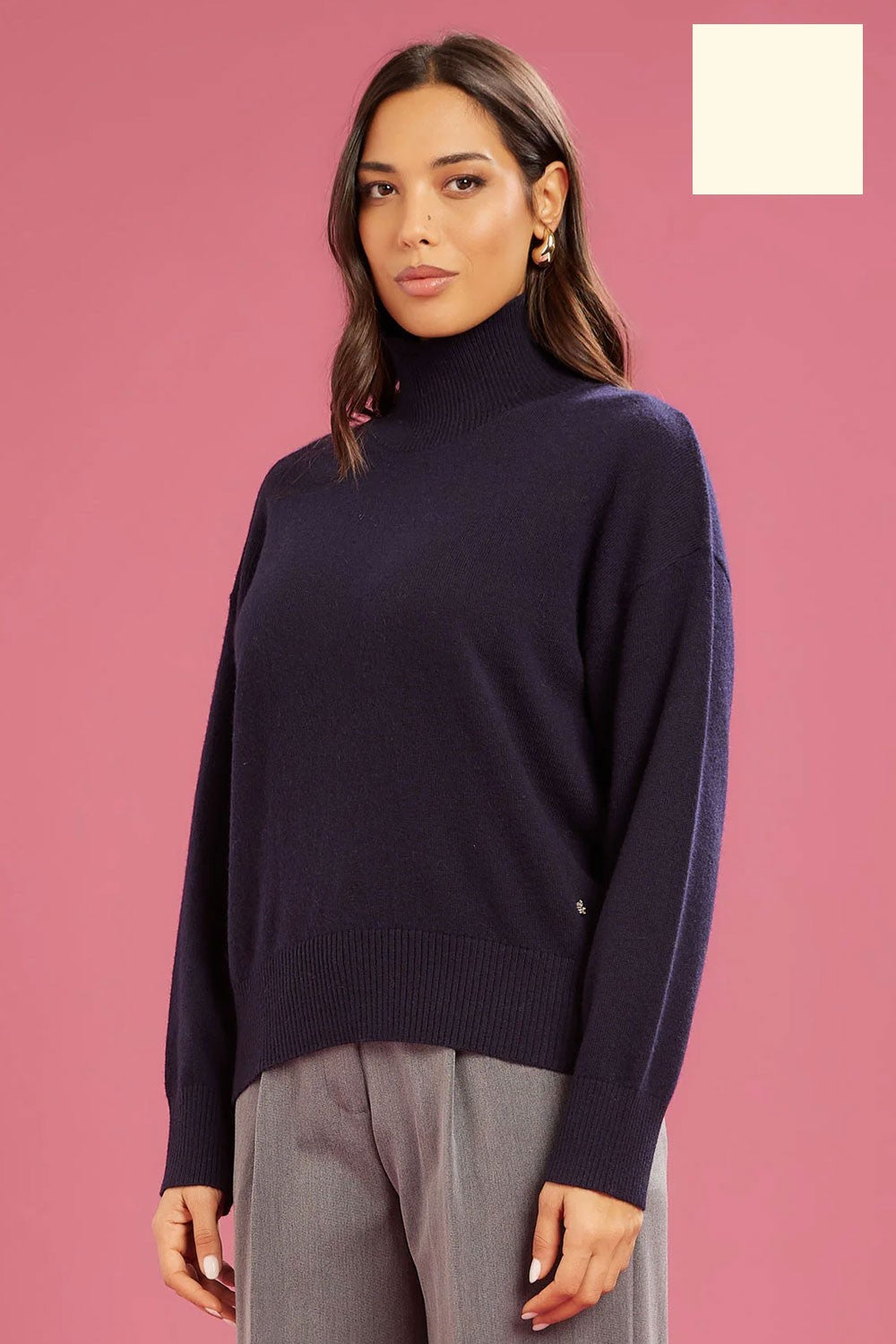 Fresh flower - maglia vulcano ampio misto cashemire ff638 panna