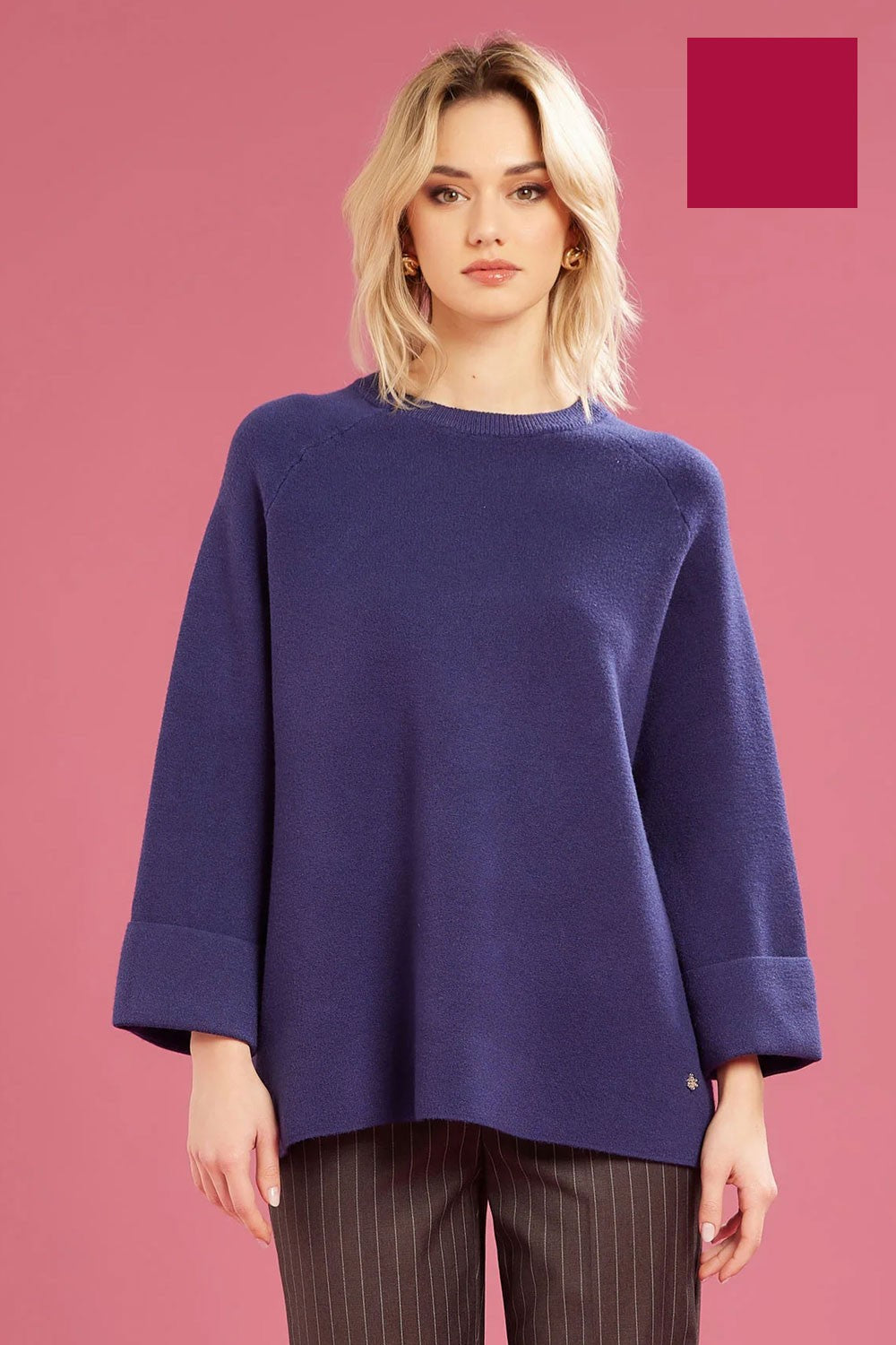 Fresh flower - girocollo maglia chiusa ff651 borgogna