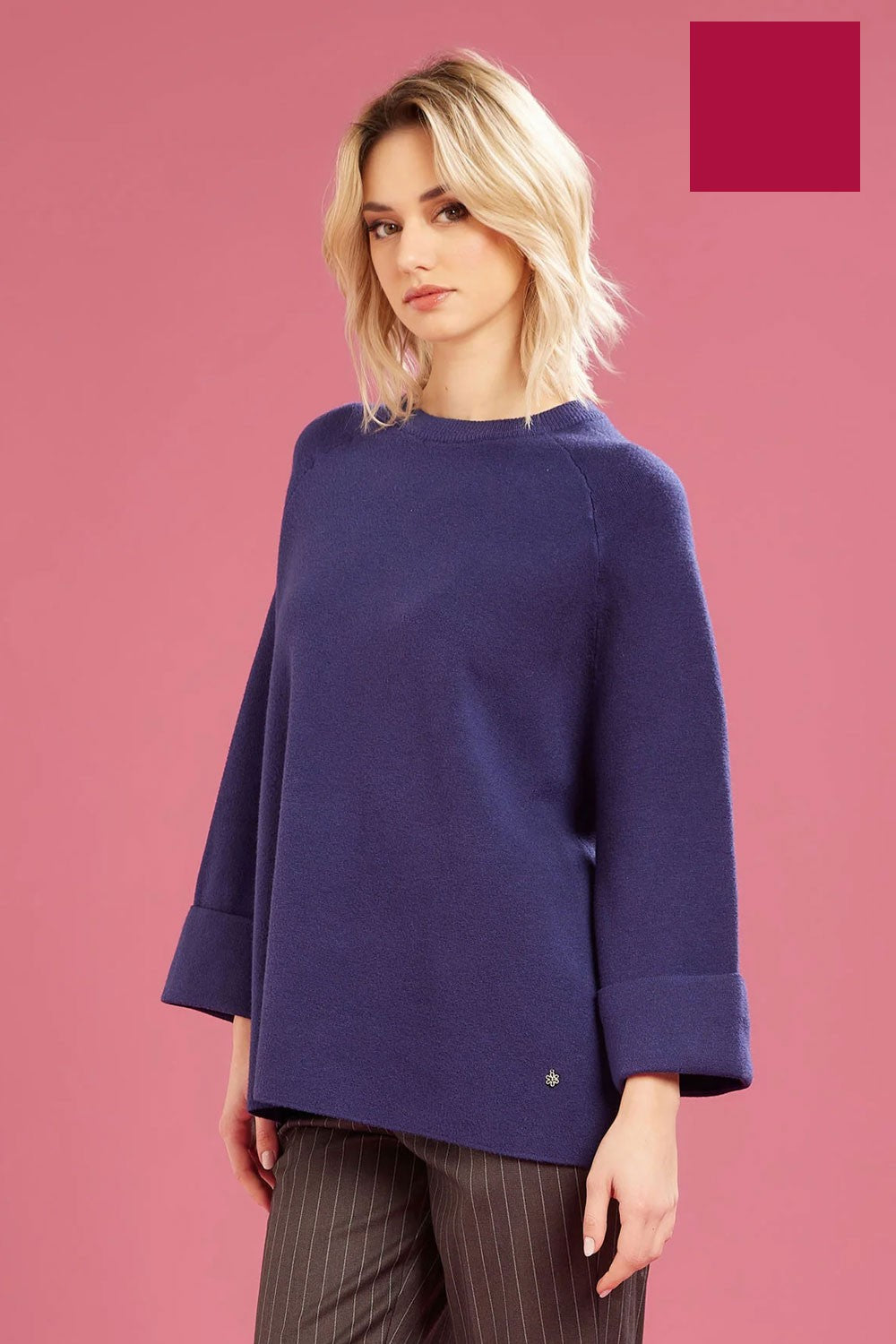 Fresh flower - girocollo maglia chiusa ff651 borgogna