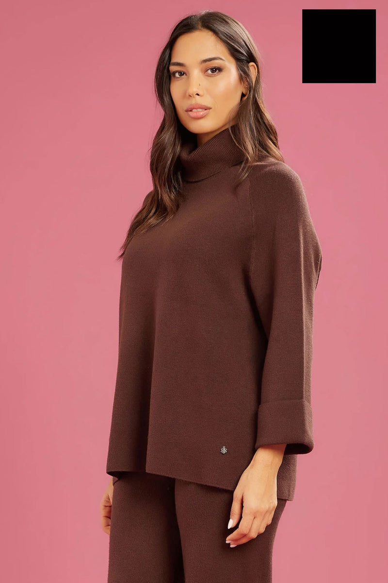 Fresh flower - dolcevita maglia chiusa ff652 nero