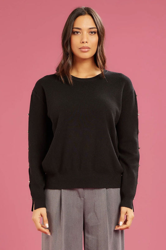 Fresh flower - maglia girocollo bt maniche ff722 nero