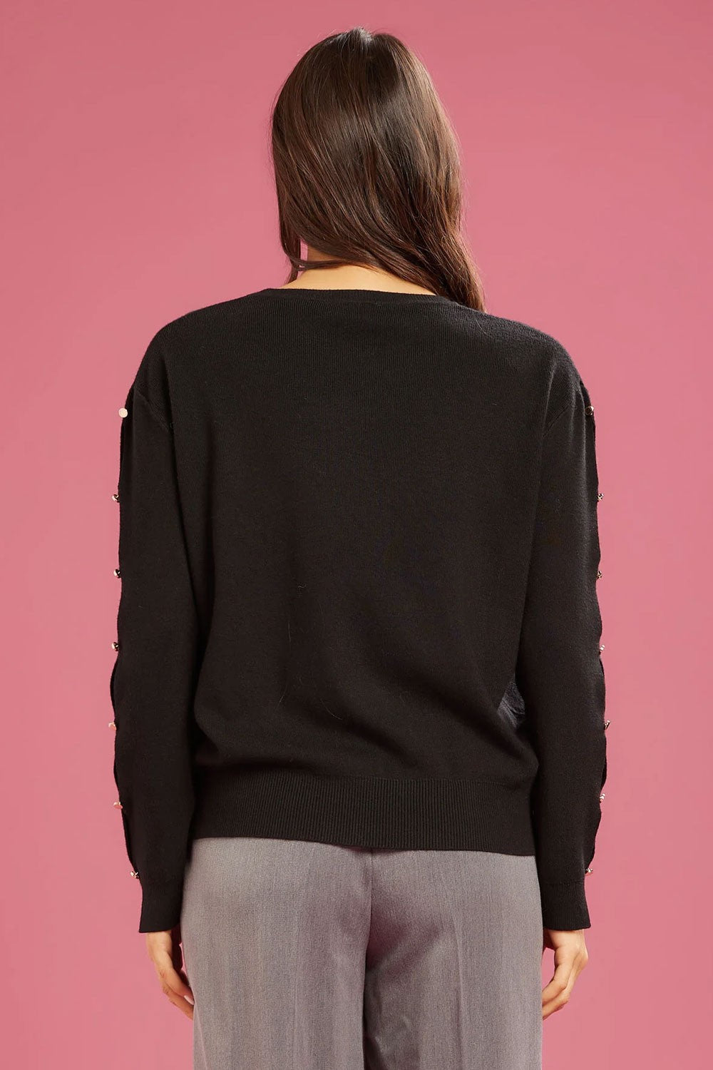 Fresh flower - maglia girocollo bt maniche ff722 nero