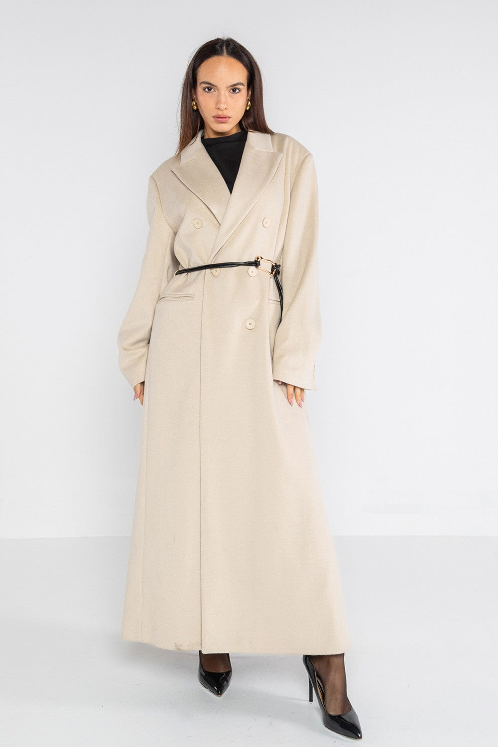 Lokita - cappotto lungo over doppiopetto 1194 lok07892 avorio