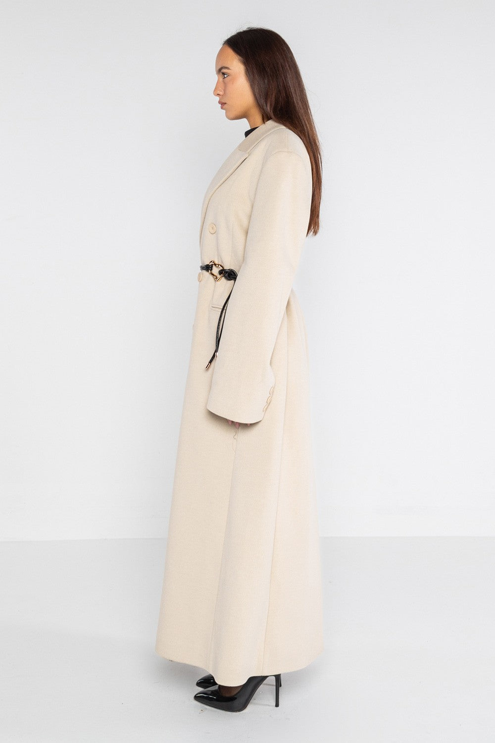 Lokita - cappotto lungo over doppiopetto 1194 lok07892 avorio
