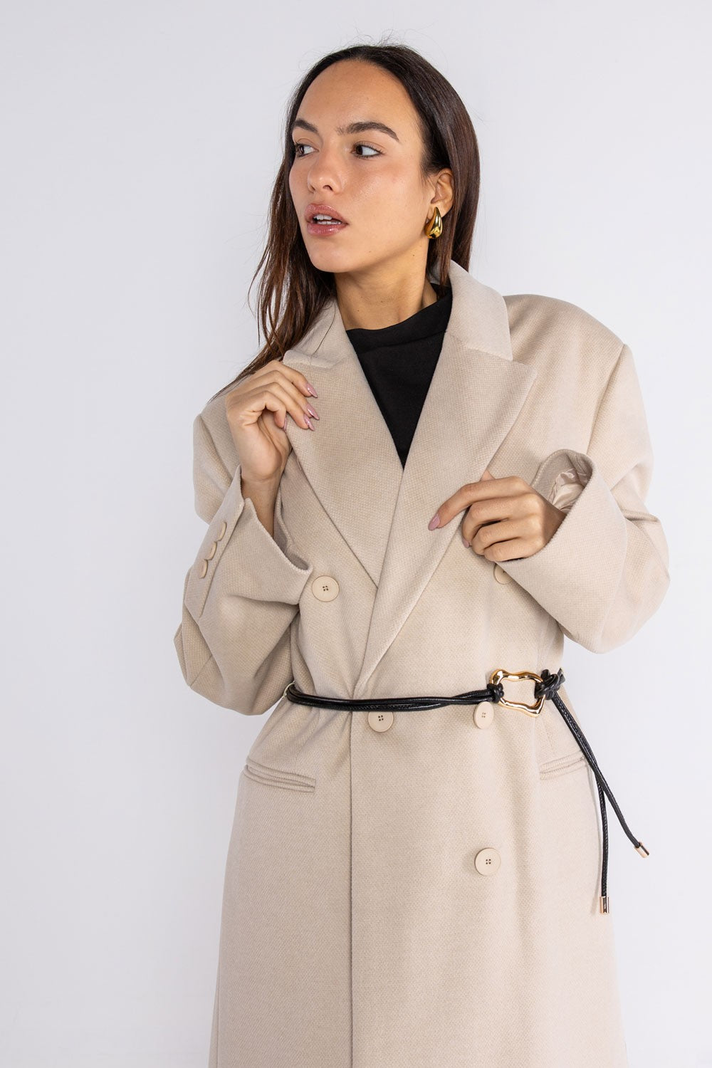 Lokita - cappotto lungo over doppiopetto 1194 lok07892 avorio