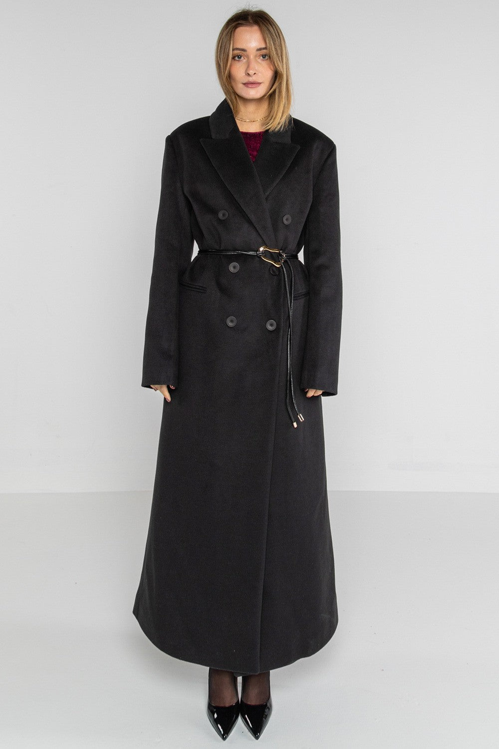 Lokita - cappotto lungo over doppiopetto 1194 lok07892 nero