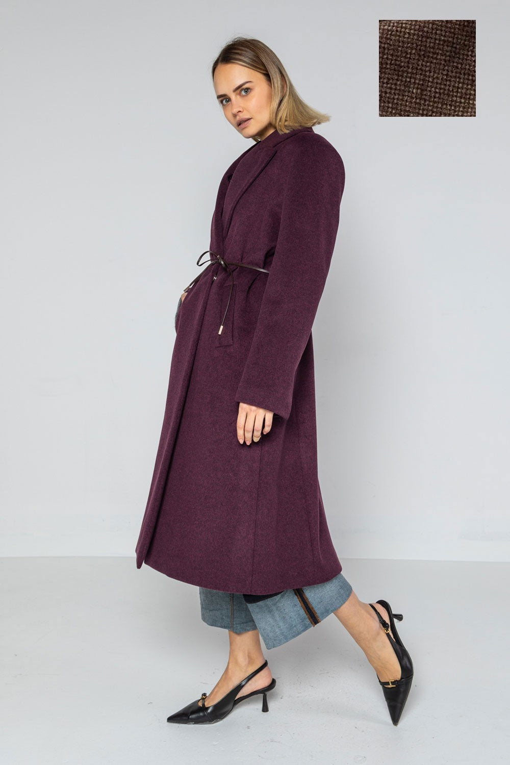 Lokita - cappotto lungo tessuto diagonale  bicolor 1194 lok07893 beige
