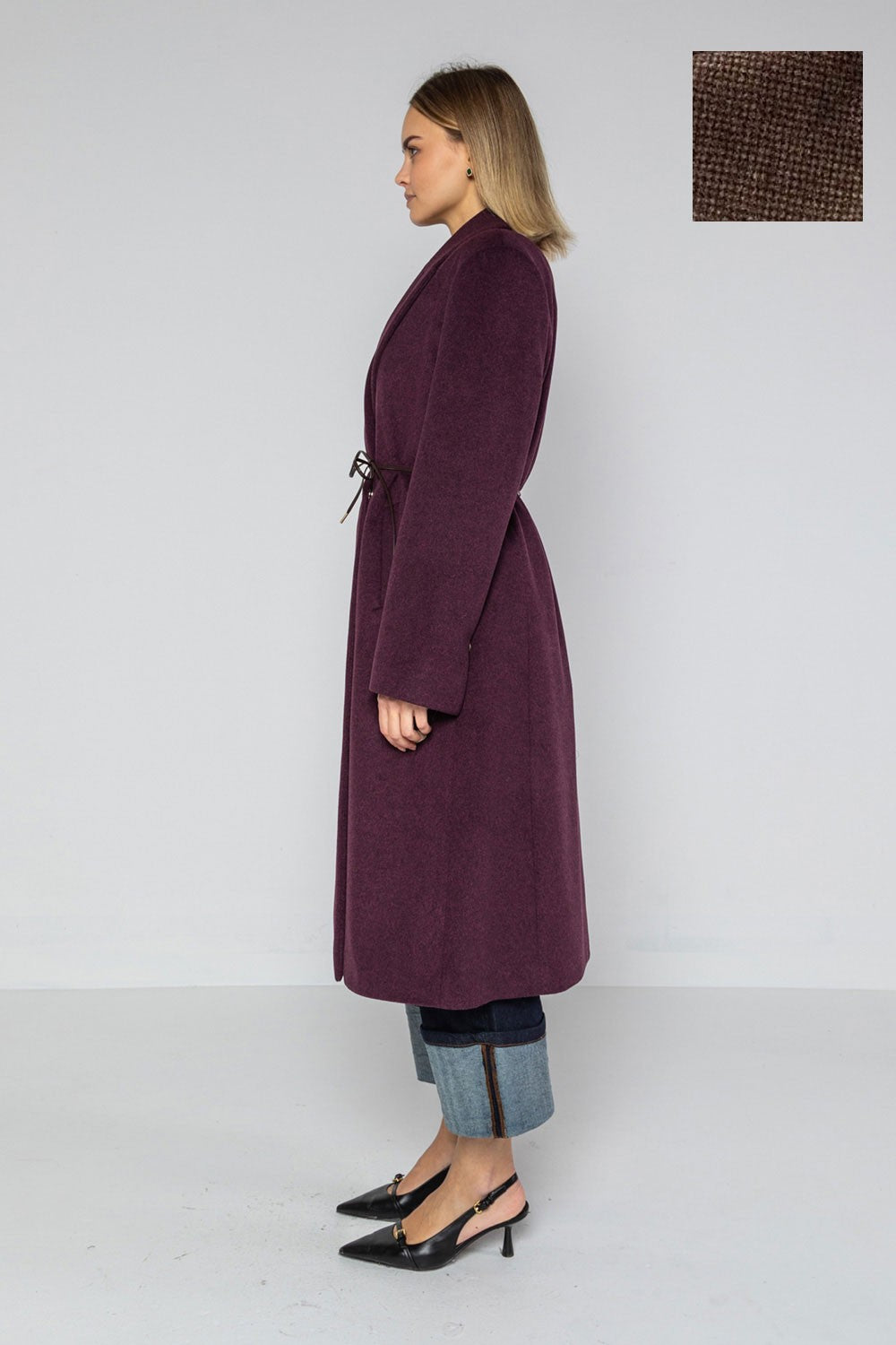 Lokita - cappotto lungo tessuto diagonale  bicolor 1194 lok07893 beige