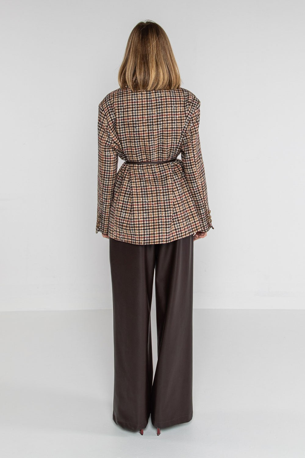 Lokita - cappotto blazer check con spille e cintura 1194 lok07896 fantasia