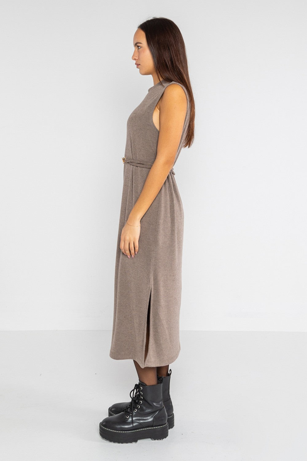 Lokita - abito longuette in maglia 1214 lok1885 fango