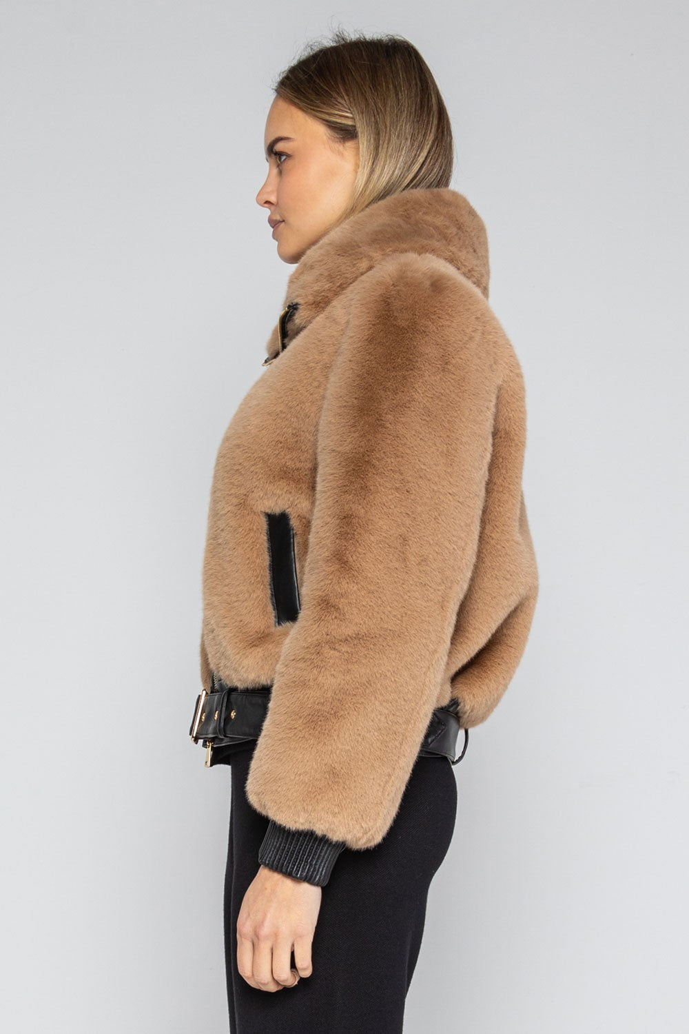 Lokita - pelliccia sintetica tessuto combinato 1116 lok581 beige