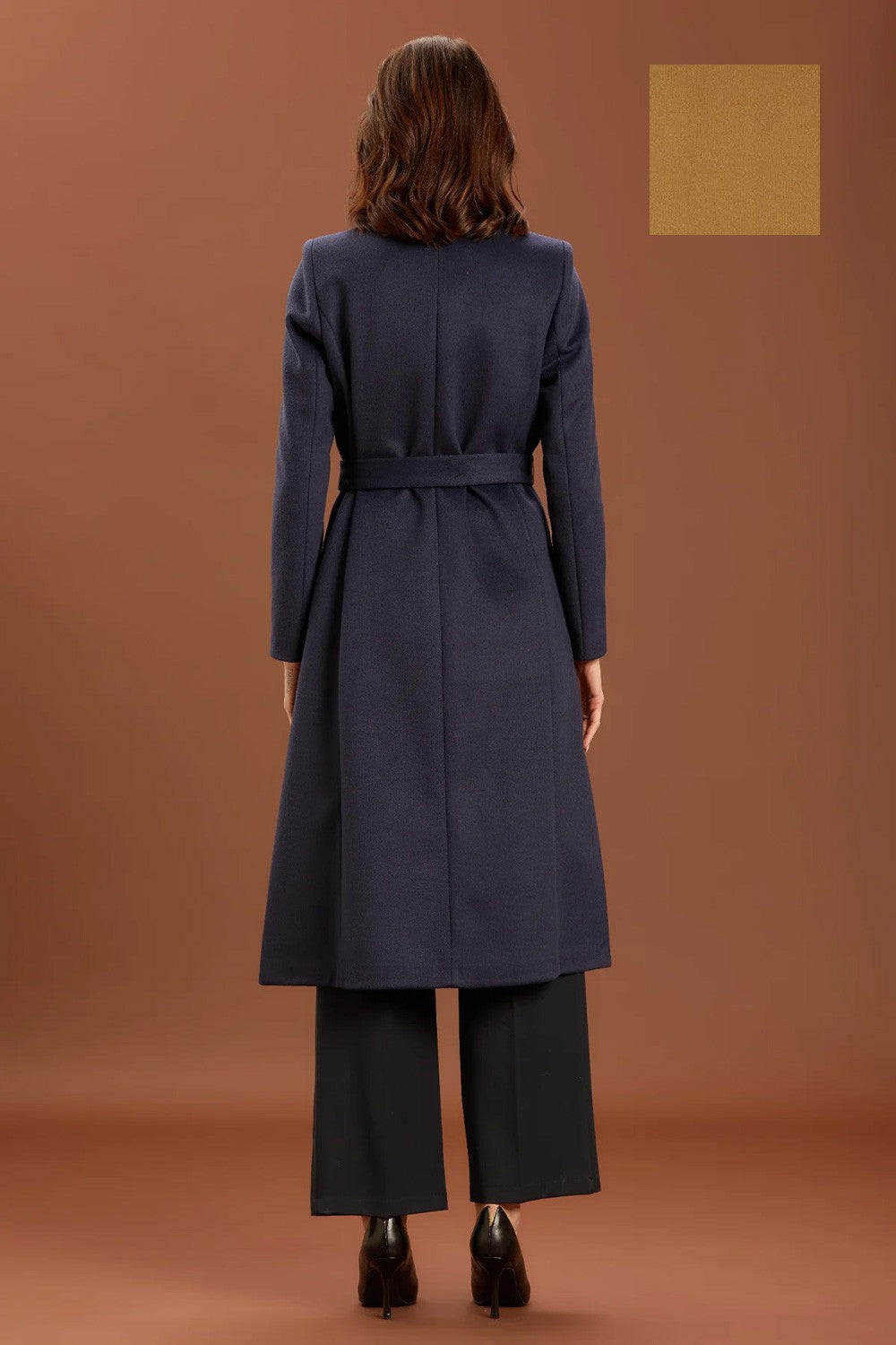 Take two - cappotto lungo con cinta dt01223 cammello