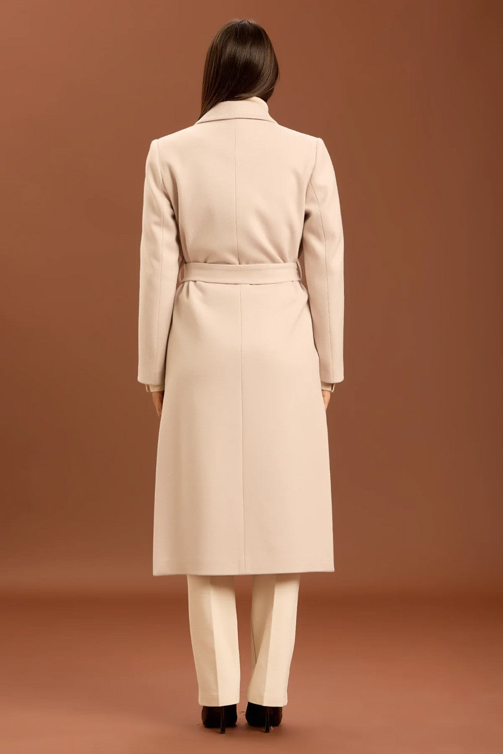 Take two - cappotto con cinta e punto mf dt01245 beige