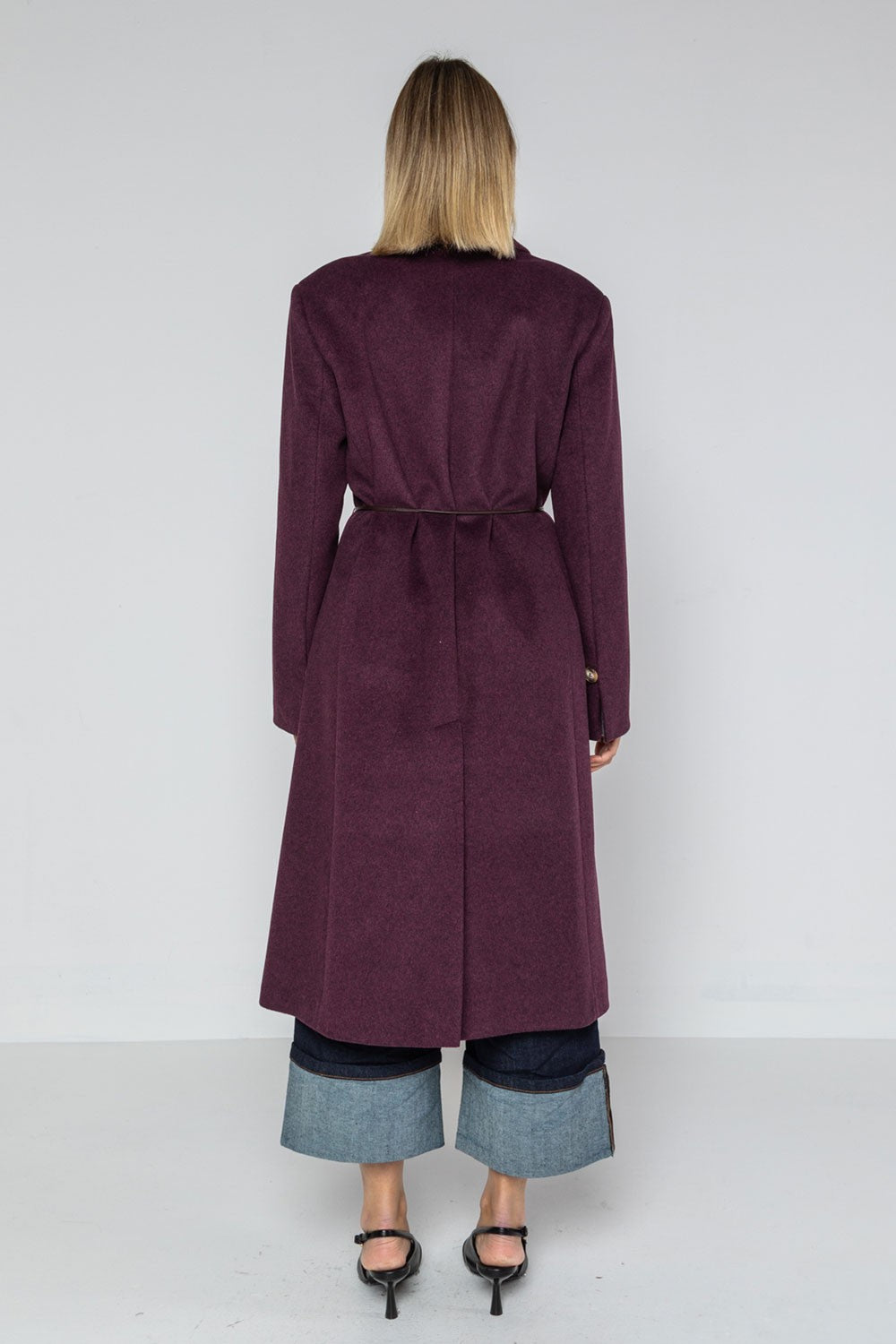Lokita - cappotto lungo tessuto diagonale  bicolor 1194 lok07893 burgundy