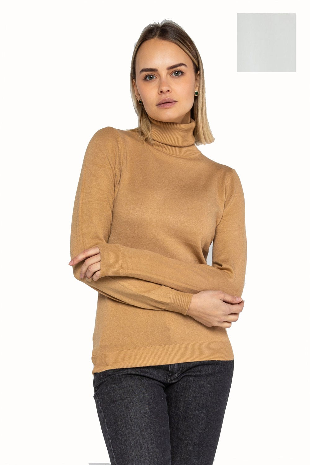 Lokita - dolcevita basic in maglia di viscosa 0090 lok56830 avorio