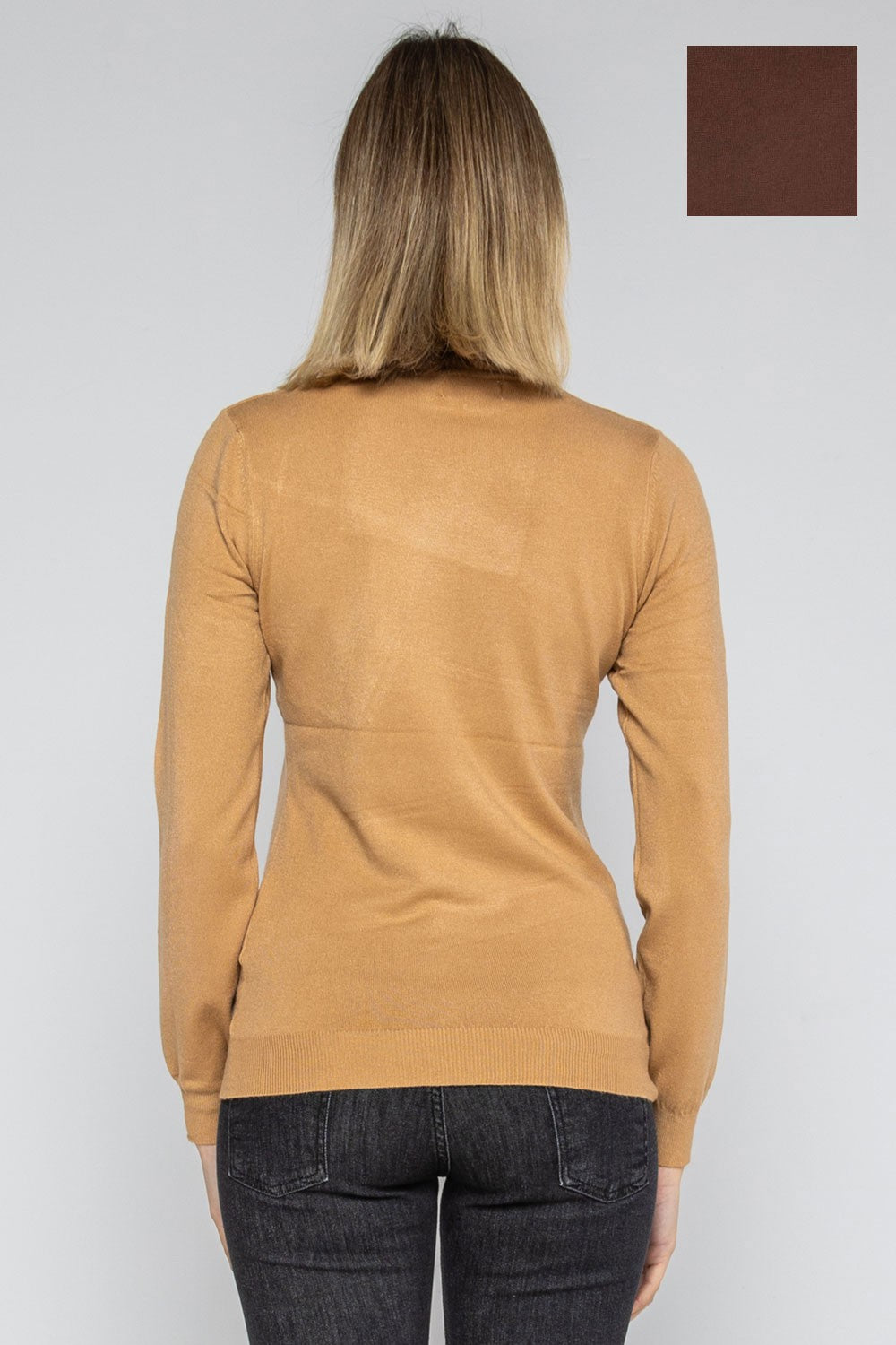 Lokita - dolcevita basic in maglia di viscosa 0090 lok56830 coccio