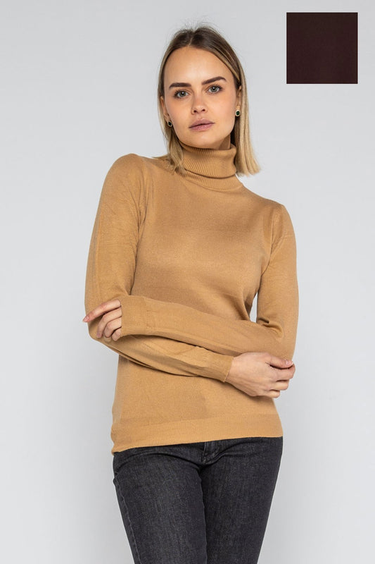 Lokita - dolcevita basic in maglia di viscosa 0090 lok56830 moro