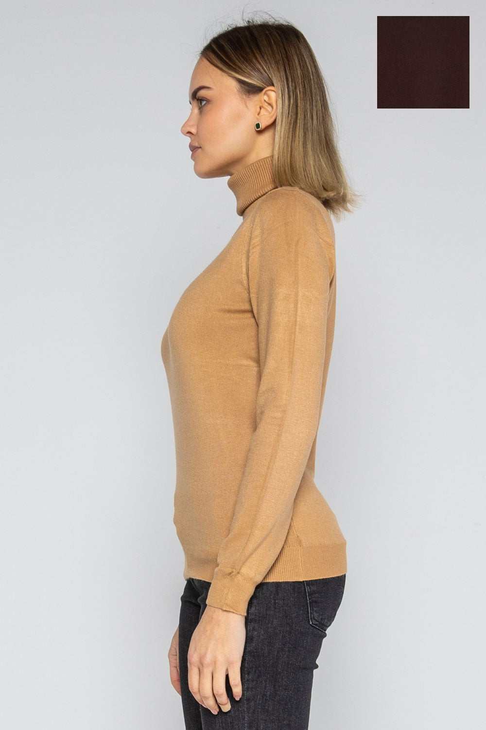 Lokita - dolcevita basic in maglia di viscosa 0090 lok56830 moro