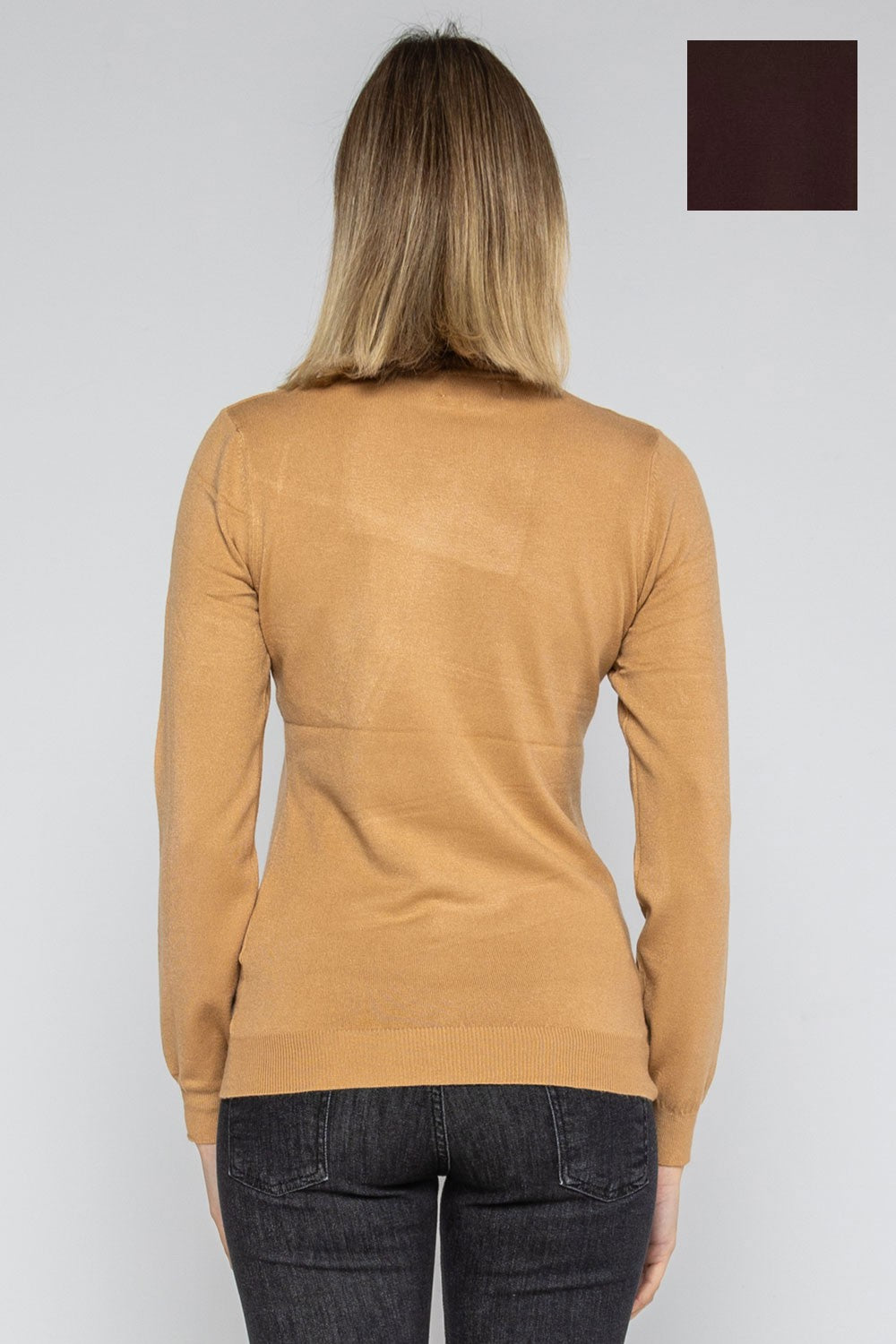 Lokita - dolcevita basic in maglia di viscosa 0090 lok56830 moro