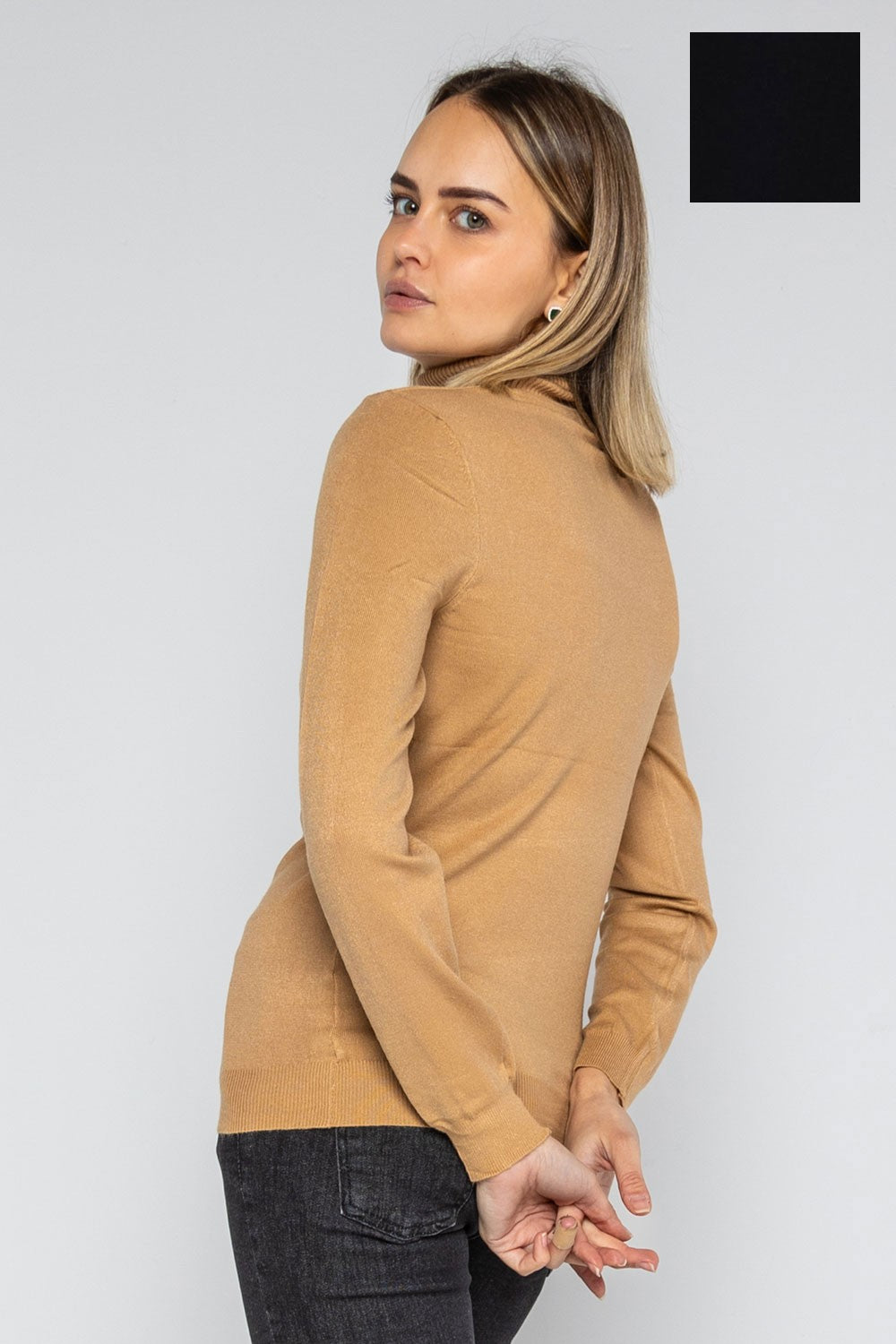 Lokita - dolcevita basic in maglia di viscosa 0090 lok56830 nero