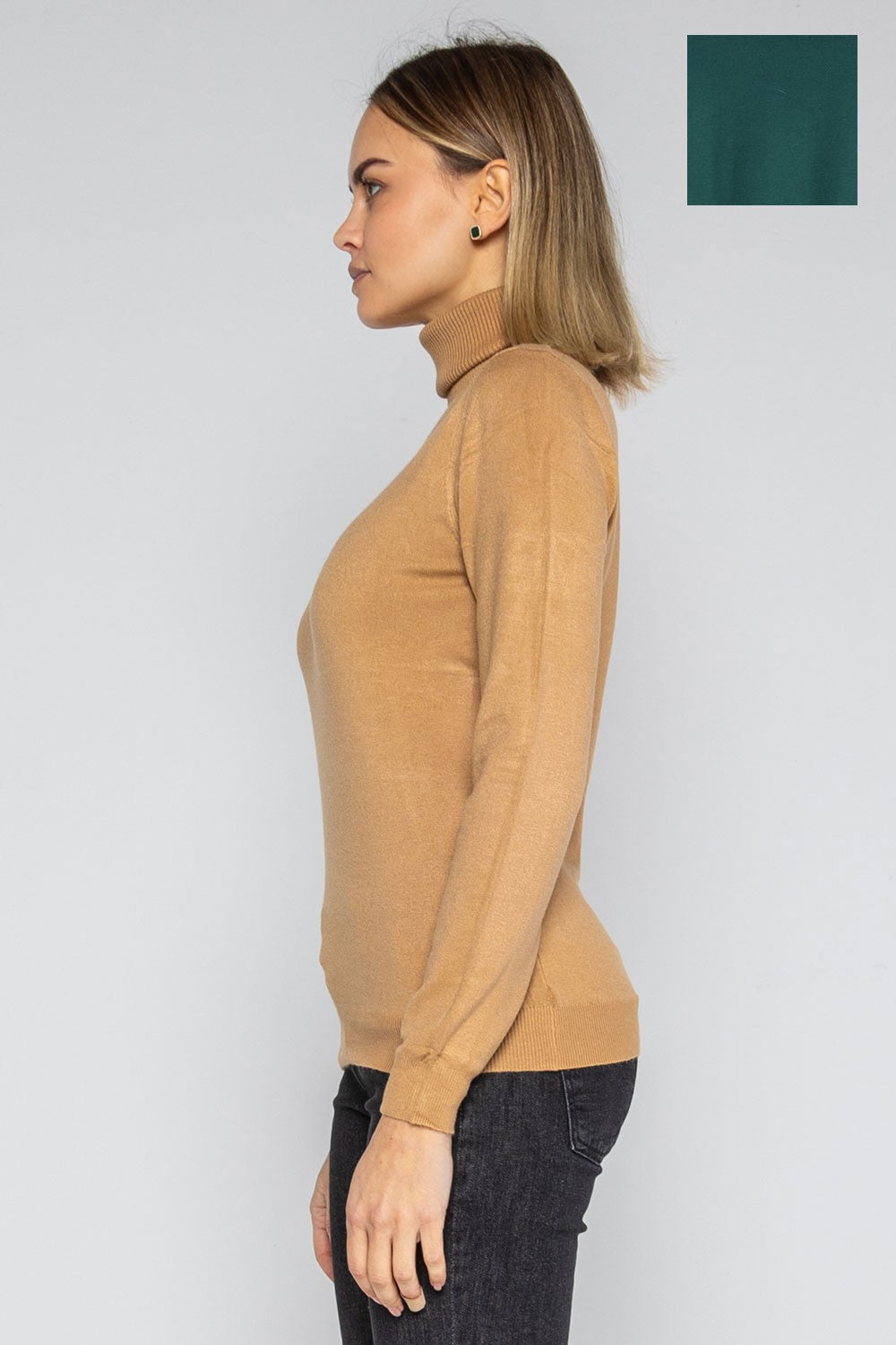 Lokita - dolcevita basic in maglia di viscosa 0090 lok56830 verdone