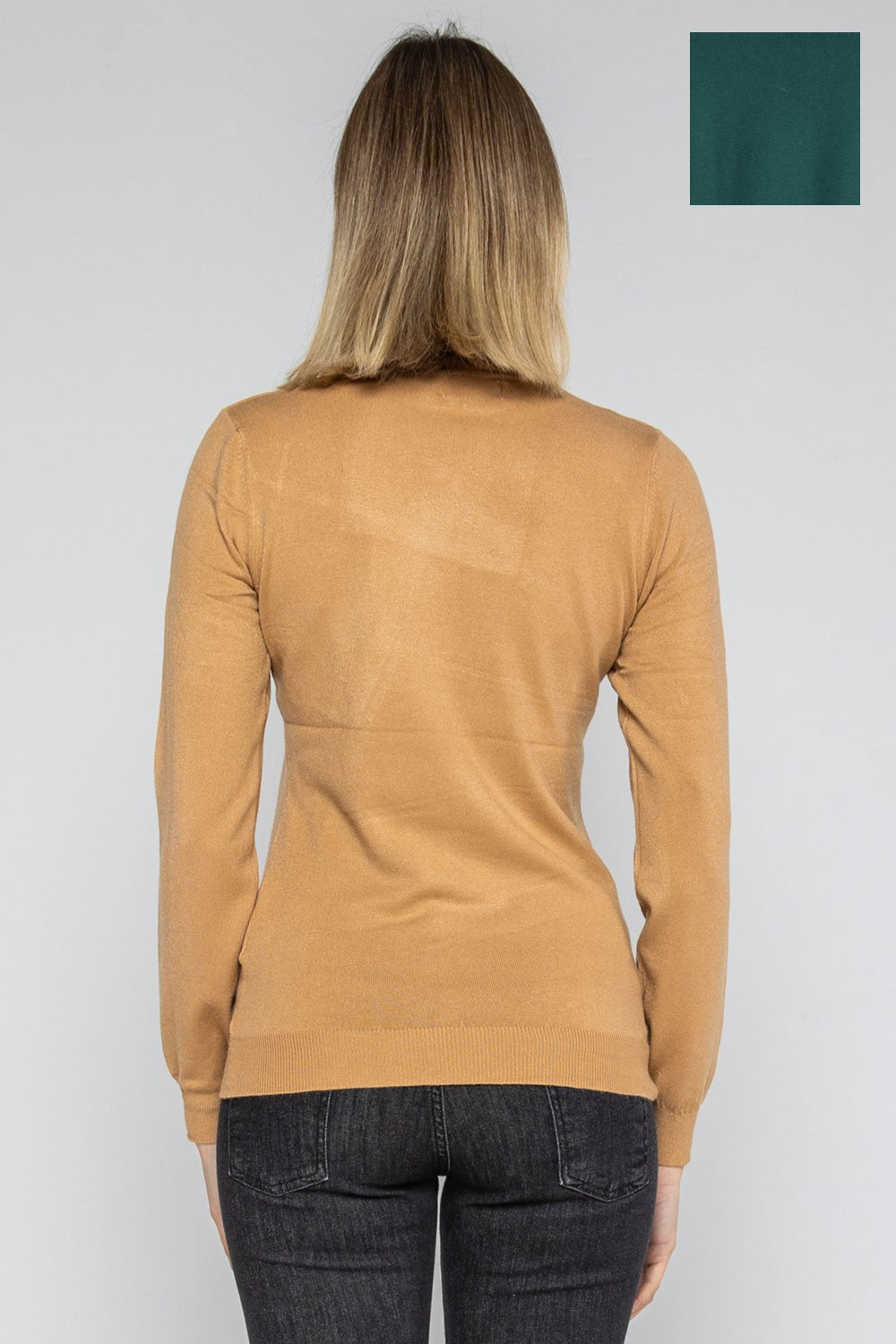 Lokita - dolcevita basic in maglia di viscosa 0090 lok56830 verdone