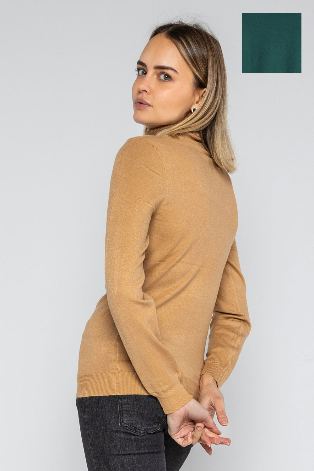 Lokita - dolcevita basic in maglia di viscosa 0090 lok56830 verdone