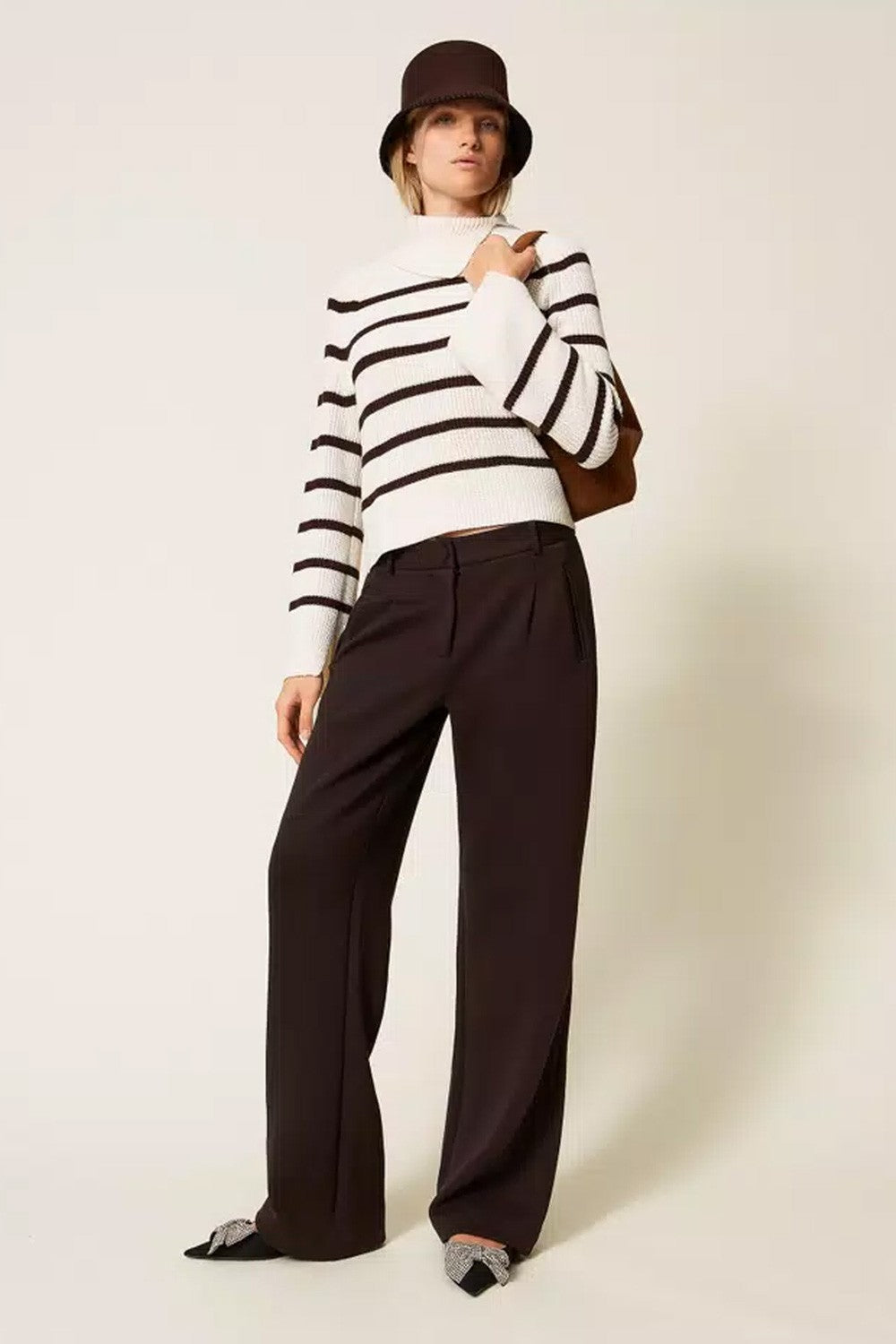 Twinset - pantalone black chocolate 252li2lcc 11054
