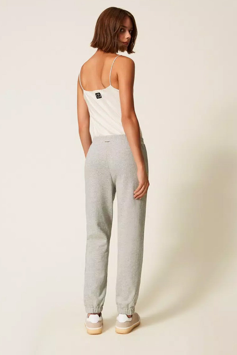 Twinset - pantaloni in felpa con strass e perle 252li2mdd 00082