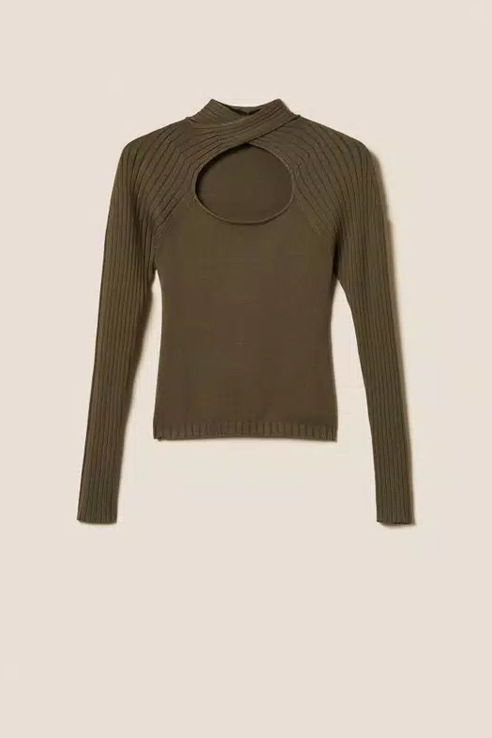 Twinset - maglia fitted con cut-out 252li3fdd 12655 green olive