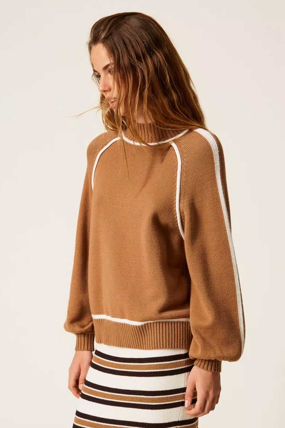 Twinset - luetto bic. camel/off white 252li3ncc 12725