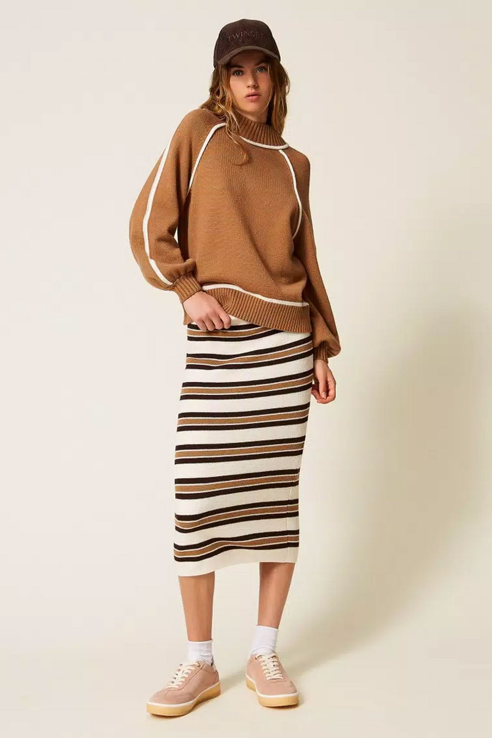 Twinset - luetto bic. camel/off white 252li3ncc 12725