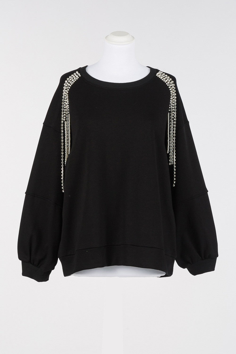 Twinset - felpa con catene di strass e perle 252li2mcc 00006
