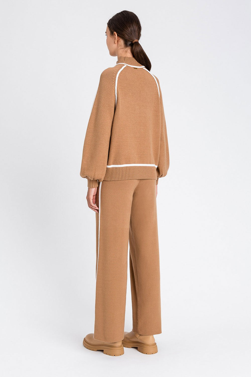 Twinset - pantalone bic. camel/off white 252li3naa 12725