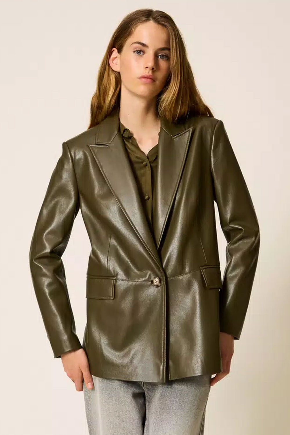 Twinset - giacca blazer effetto pelle 252li2eaa 12655