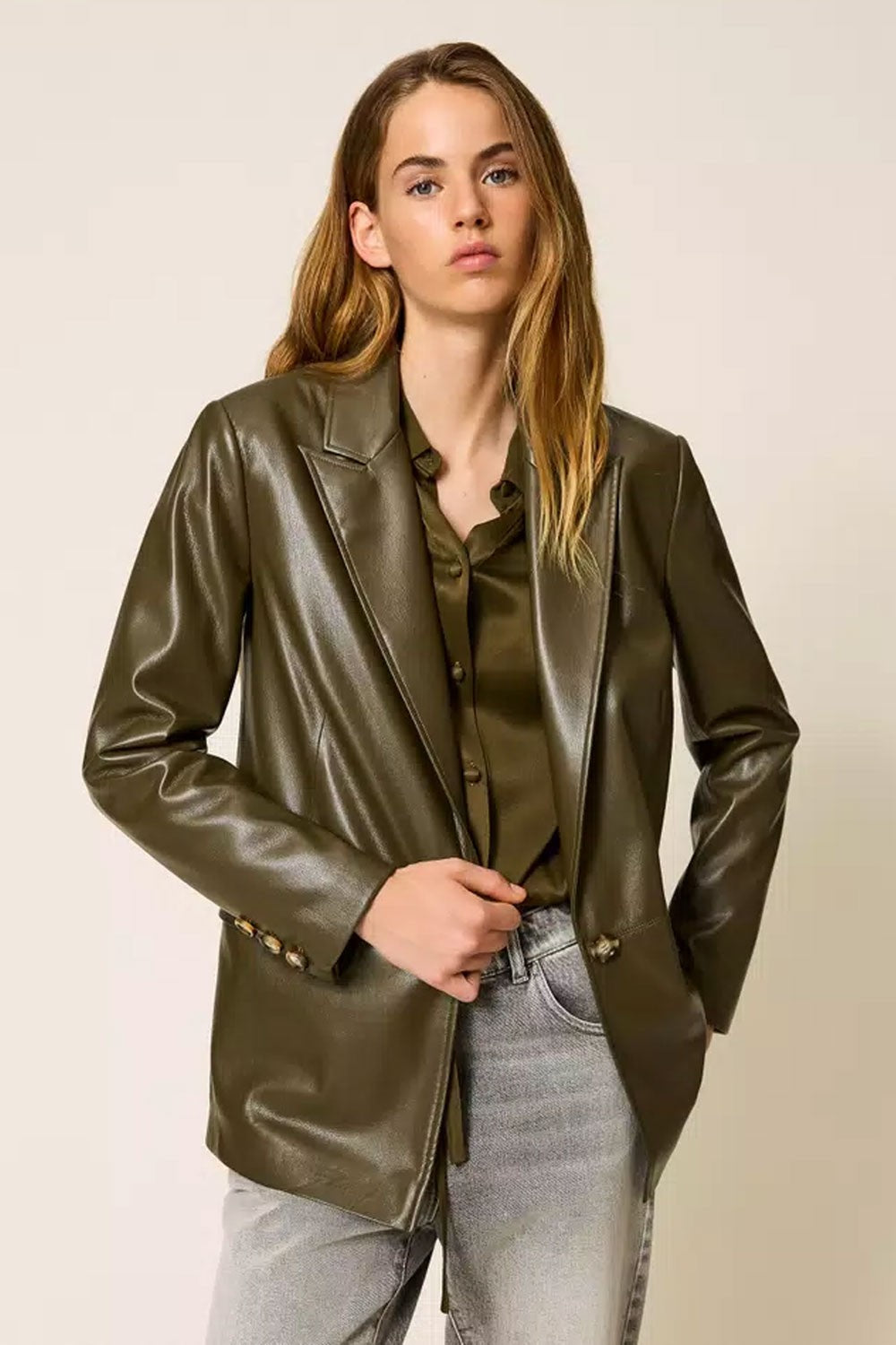 Twinset - giacca blazer effetto pelle 252li2eaa 12655