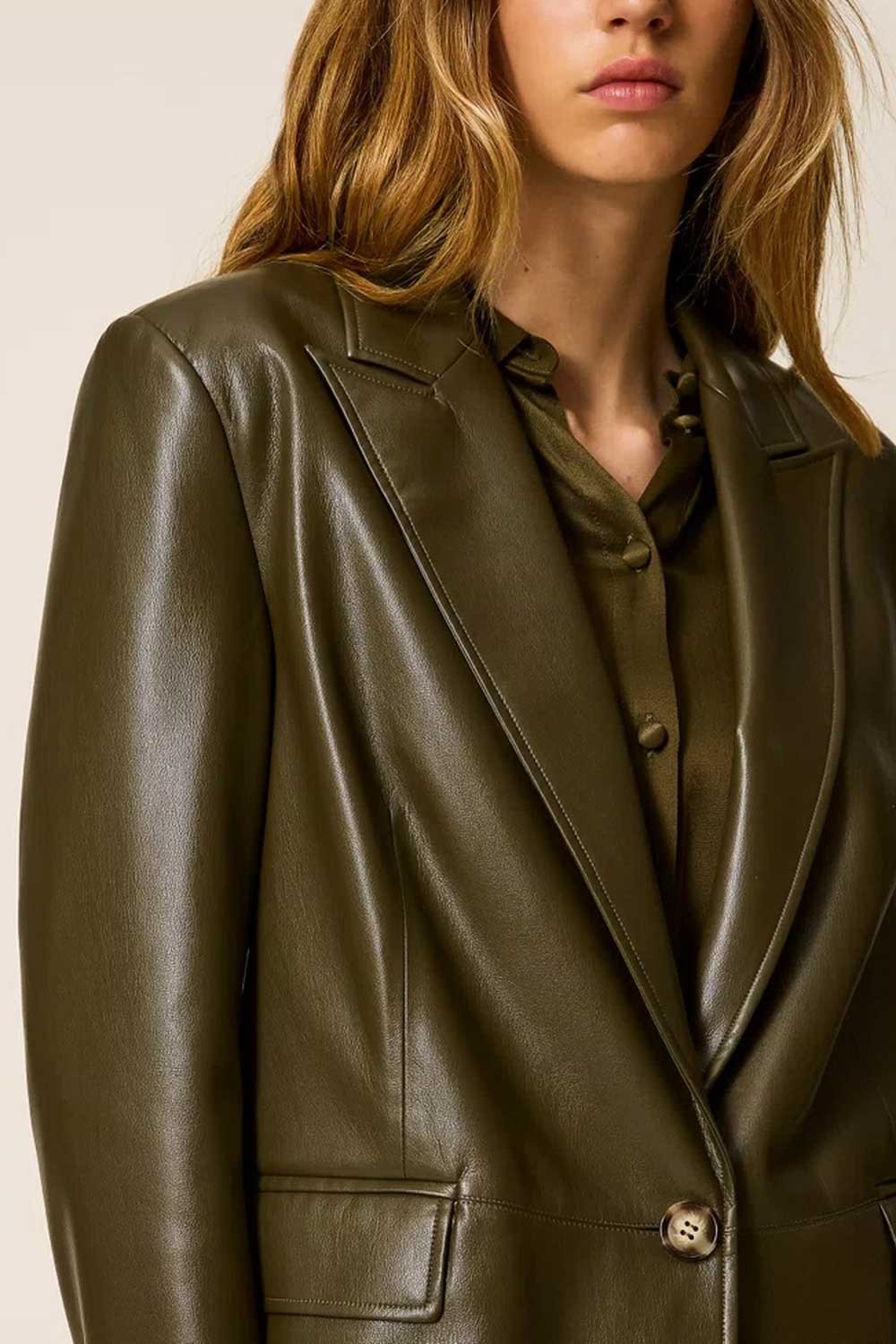 Twinset - giacca blazer effetto pelle 252li2eaa 12655