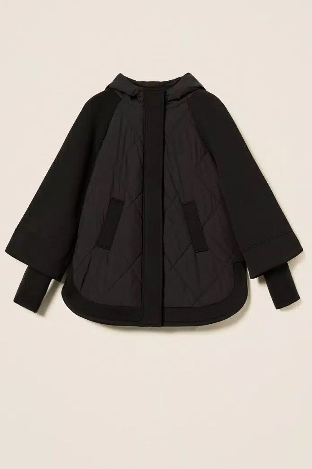 Twinset - caban in tessuto scuba e nylon 252li2caa 00006 nero