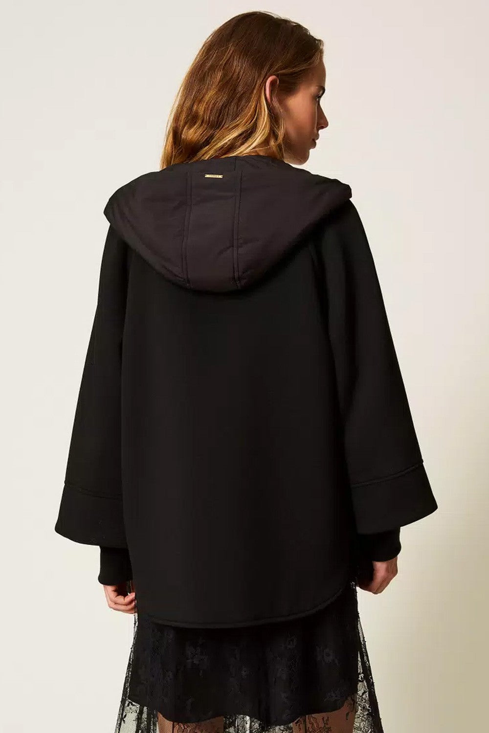 Twinset - caban in tessuto scuba e nylon 252li2caa 00006 nero