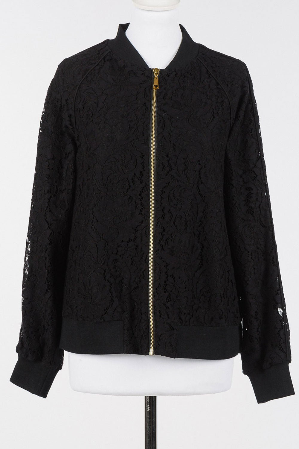 Twinset - felpa in pizzo con zip 252ll2jaa 00006 nero