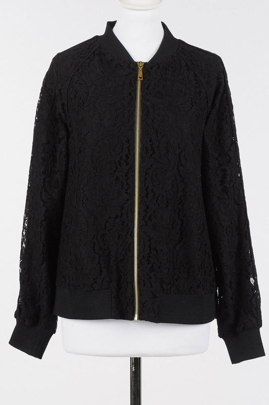 Twinset - felpa in pizzo con zip 252ll2jaa 00006 nero