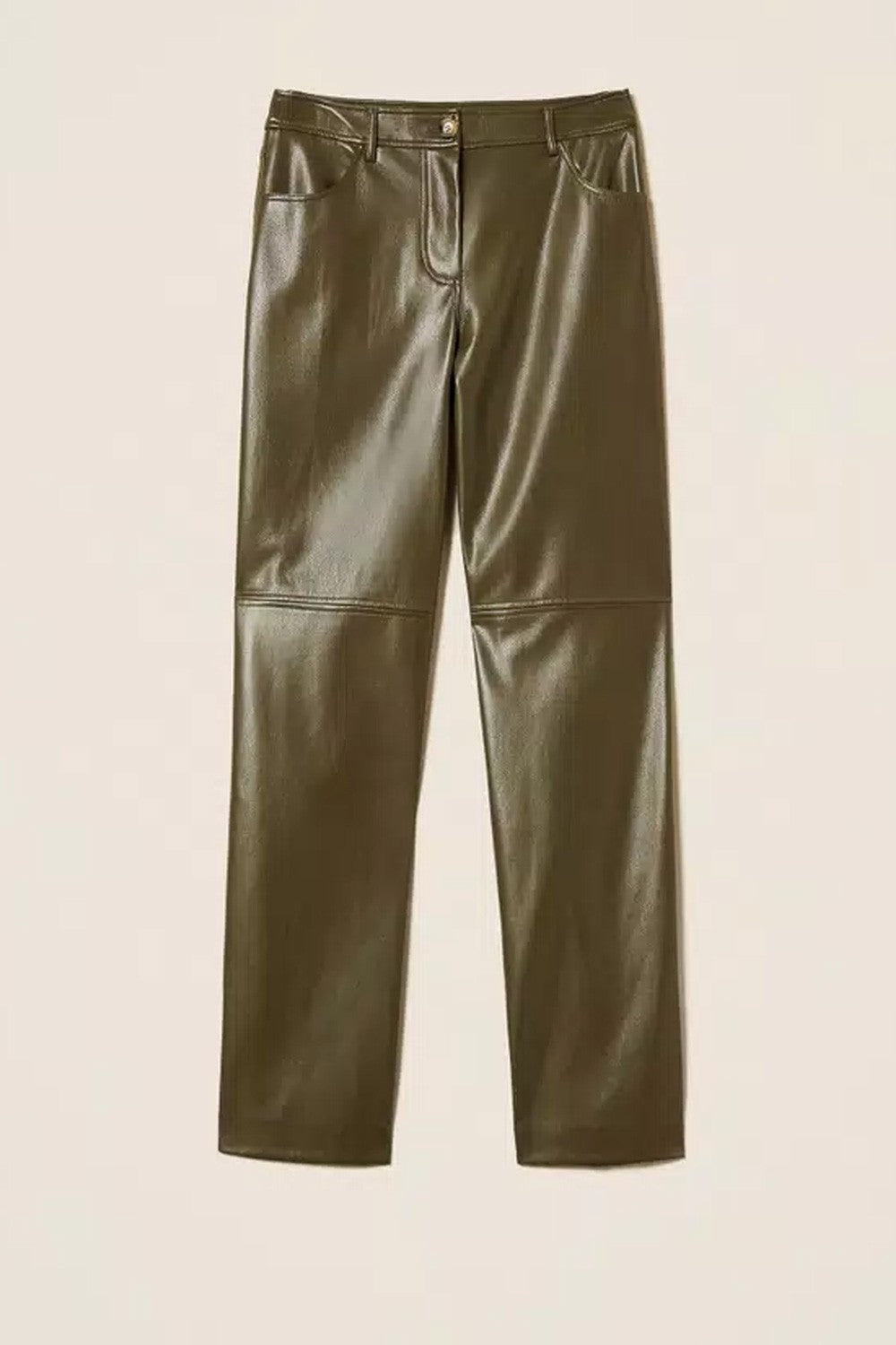 Twinset - pantaloni a sigaretta effetto pelle 252li2ebb 12655 green olive