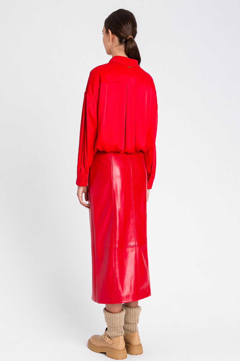 Twinset - gonna lunga effetto pelle 252li2ecc 12532 red carpet