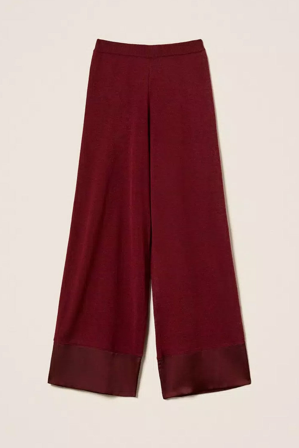 Twinset - pantaloni in misto lana con raso 252ll3fbb 12818 red wine