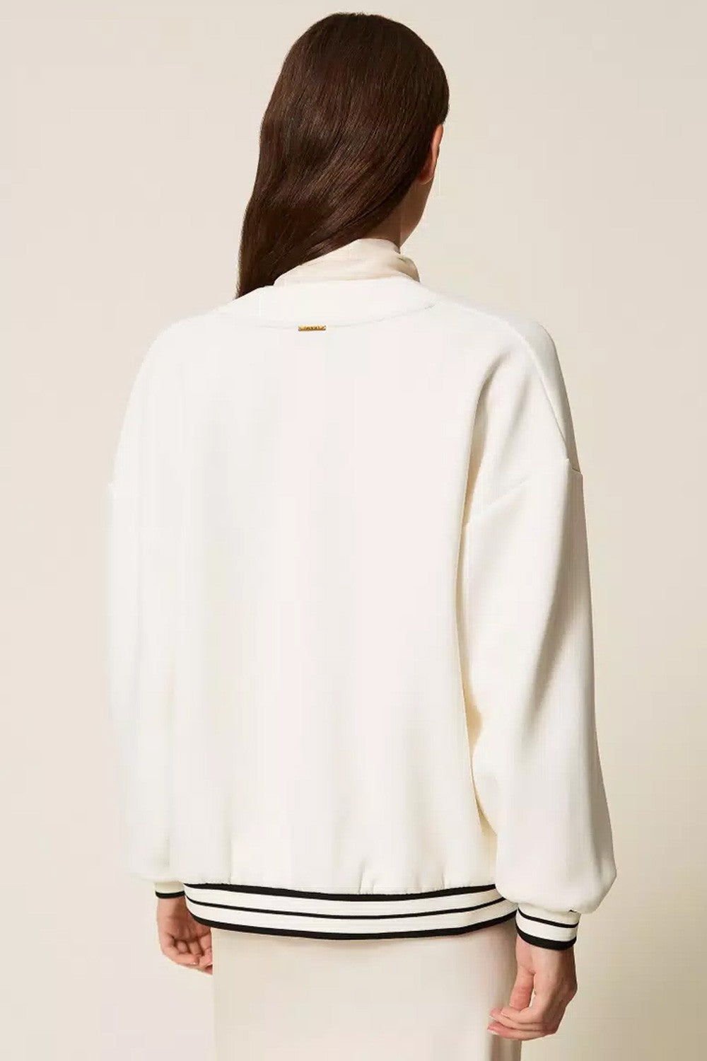 Twinset - cardigan in tessuto scuba con spilla 252ll2gbb 00526 off white
