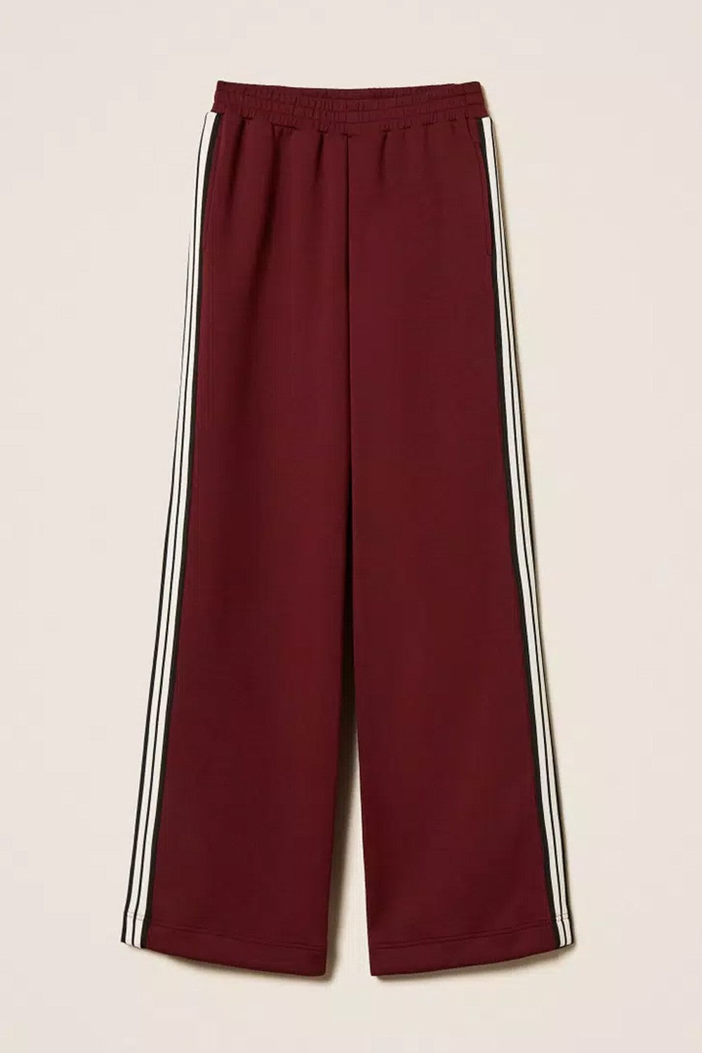 Twinset - pantaloni ampi in tessuto scuba 252ll2gdd 12818 red wine