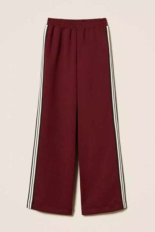 Twinset - pantaloni ampi in tessuto scuba 252ll2gdd 12818 red wine