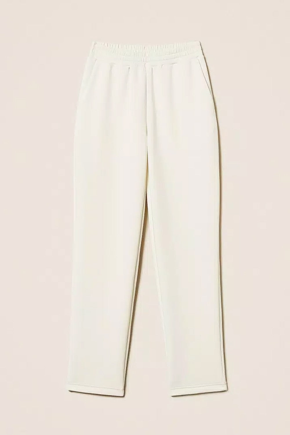 Twinset - pantaloni a sigaretta in tessuto scuba 252ll2gee 00526 off white