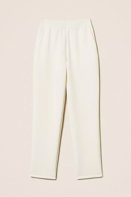 Twinset - pantaloni a sigaretta in tessuto scuba 252ll2gee 00526 off white