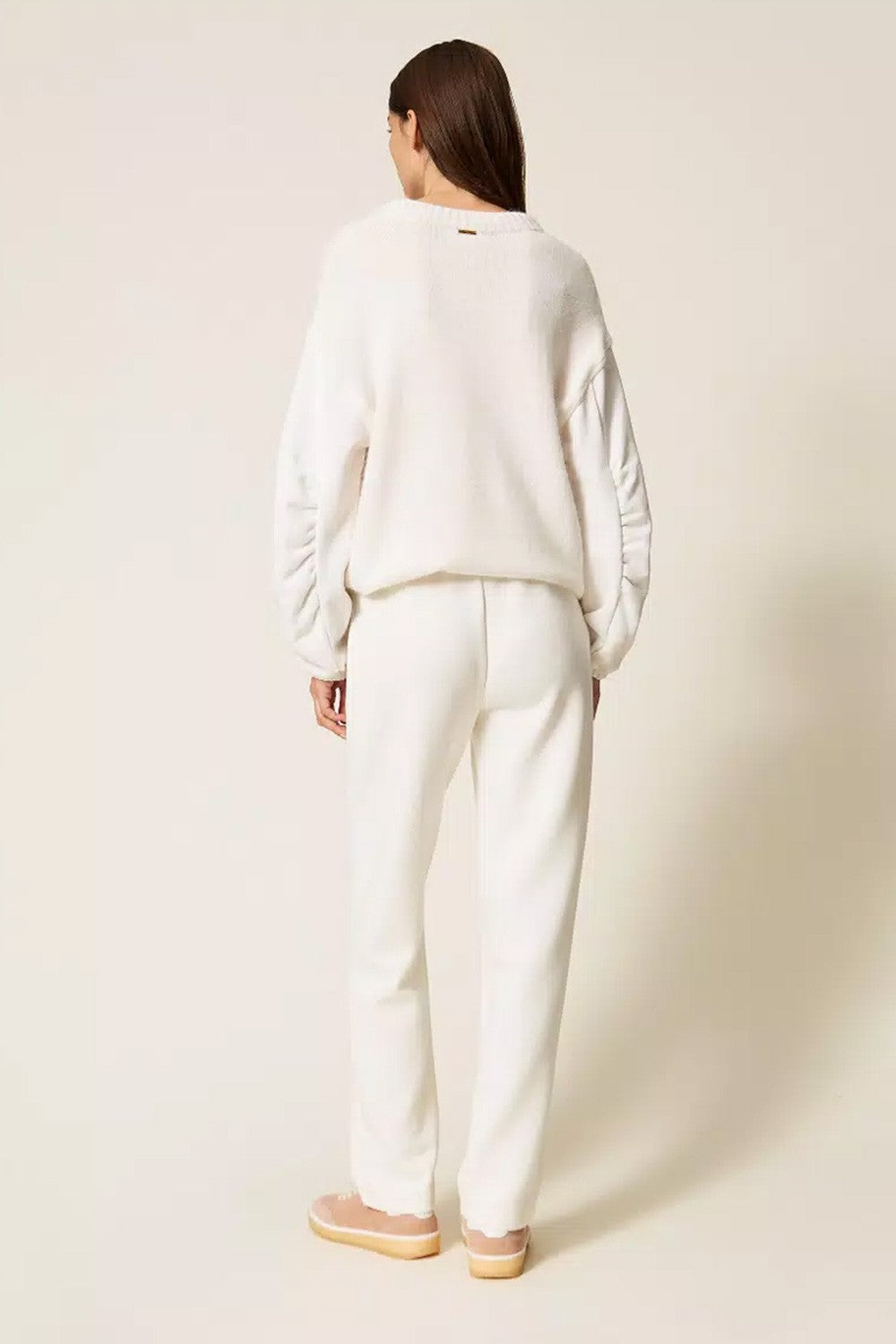 Twinset - pantaloni a sigaretta in tessuto scuba 252ll2gee 00526 off white